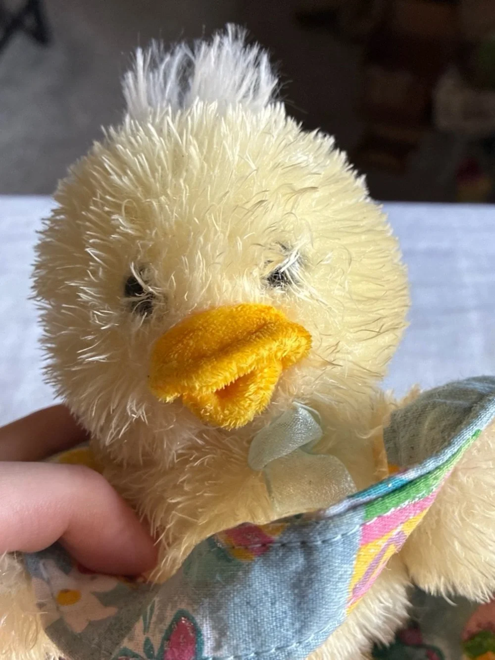 Plush Yellow Chick Bird Toy with Floral Bandana